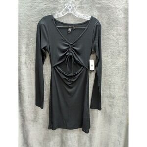 Volcom Dress Women's Small Waist Cutout Long Sleeve Rib Knit‎ Black Go Off